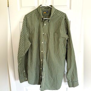 Eddie Bauer Men’s Green Plaid Large Tall Button Up Long Sleeve Shirt